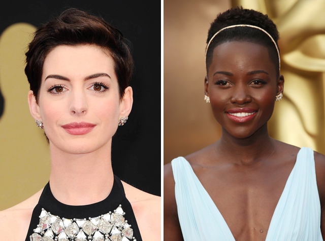 oscars 2014 beauty, anne hathaway, lupita nyongo, eyebrow threading vancouver, celebrity brows
